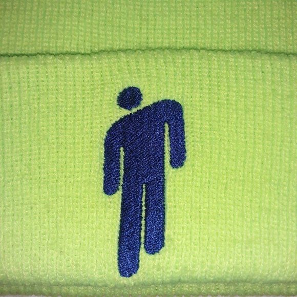 Billie Eilish Beanie / Hat Neon Green, Embroidered with Logo, YP Classics, EUC - Picture 2 of 9
